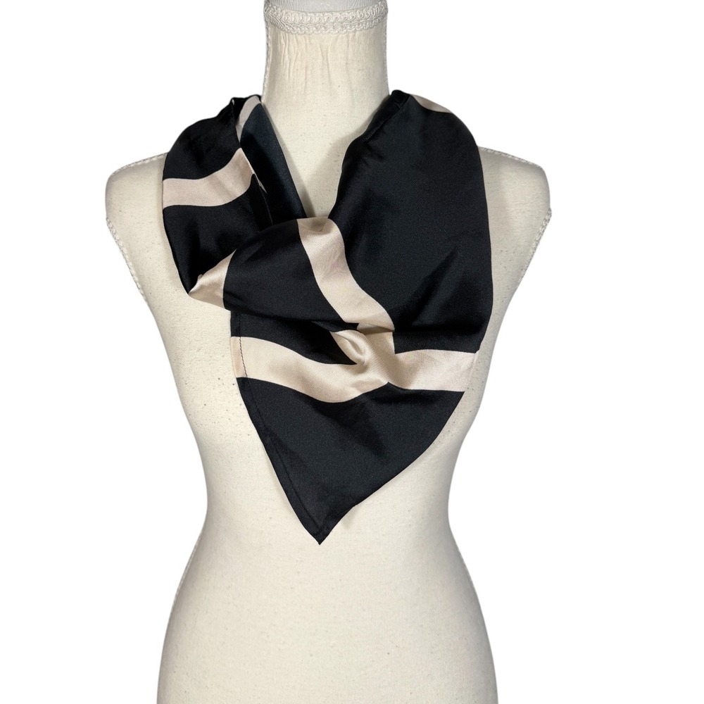 Future Collective x Alani Noelle Satin Scarf Black Cream Abstract - Picture 2 of 11